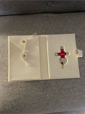 White Leatherette Document Folio with Red USB Drive